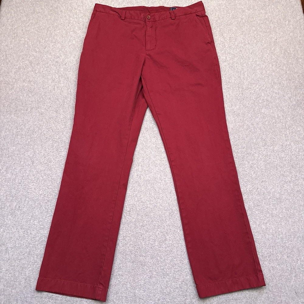 Vineyard Vines Slim Fit Breaker Pants Mens 35x32 Red Preppy Straight Golf Cotton